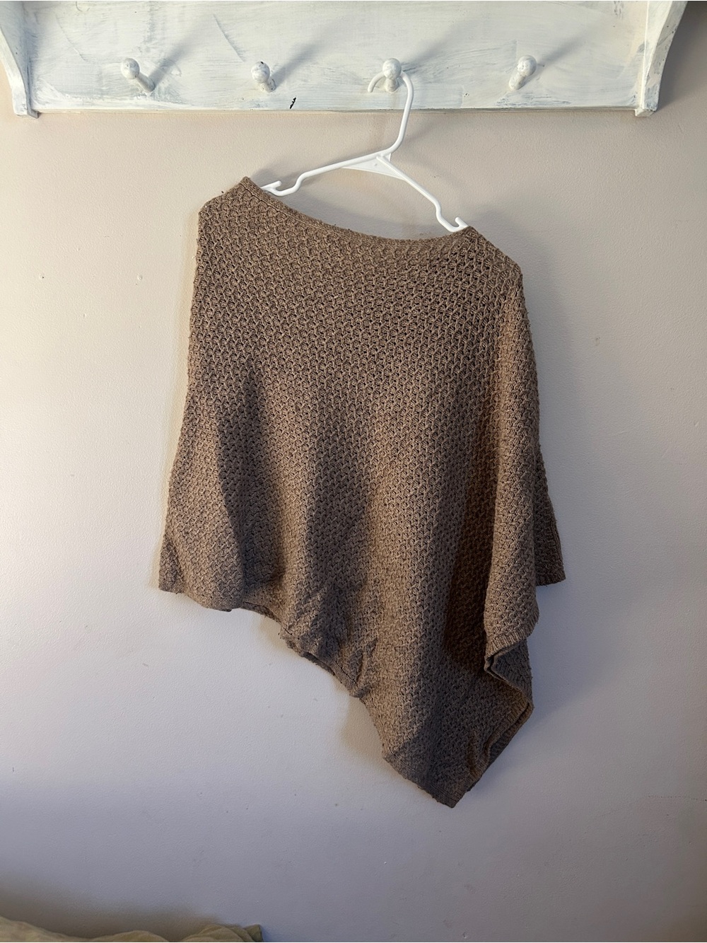 J. Jill Taupe Knit Asymmetrical Poncho